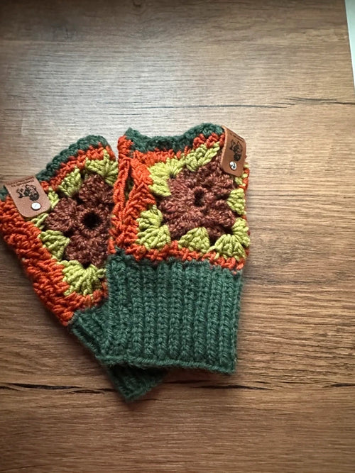 KnitKit Hand-Crocheted Granny Square Fingerless Gloves