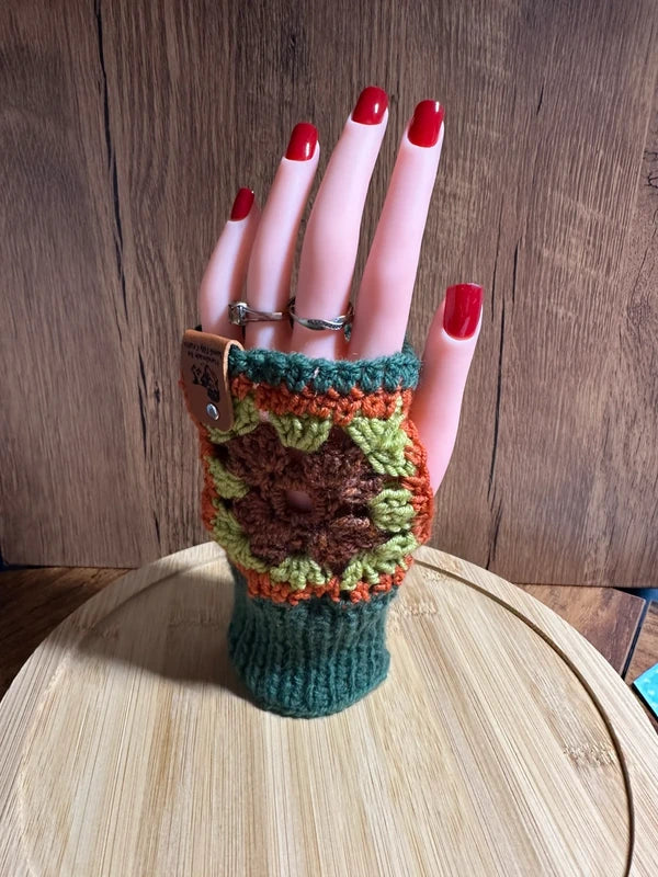 KnitKit Hand-Crocheted Granny Square Fingerless Gloves