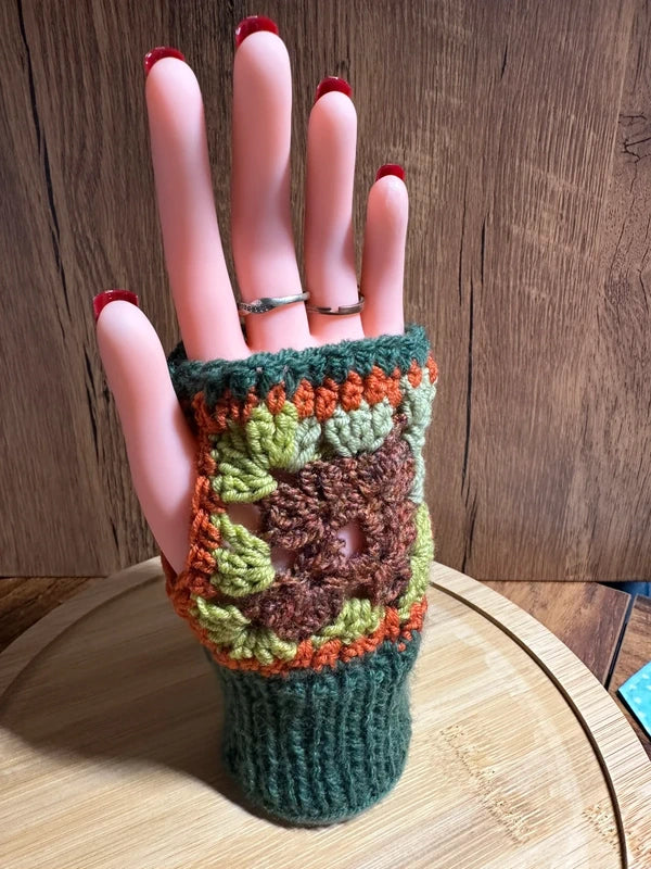 KnitKit Hand-Crocheted Granny Square Fingerless Gloves
