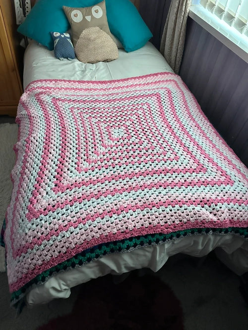 KnitKit Hand-Crocheted Granny Square Blanket